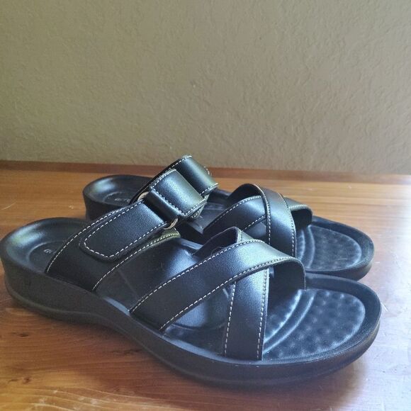 Aerothotic|Womens Sandal Arch Support Comfort breathable Easy Closure Black 6.5 - Picture 1 of 5